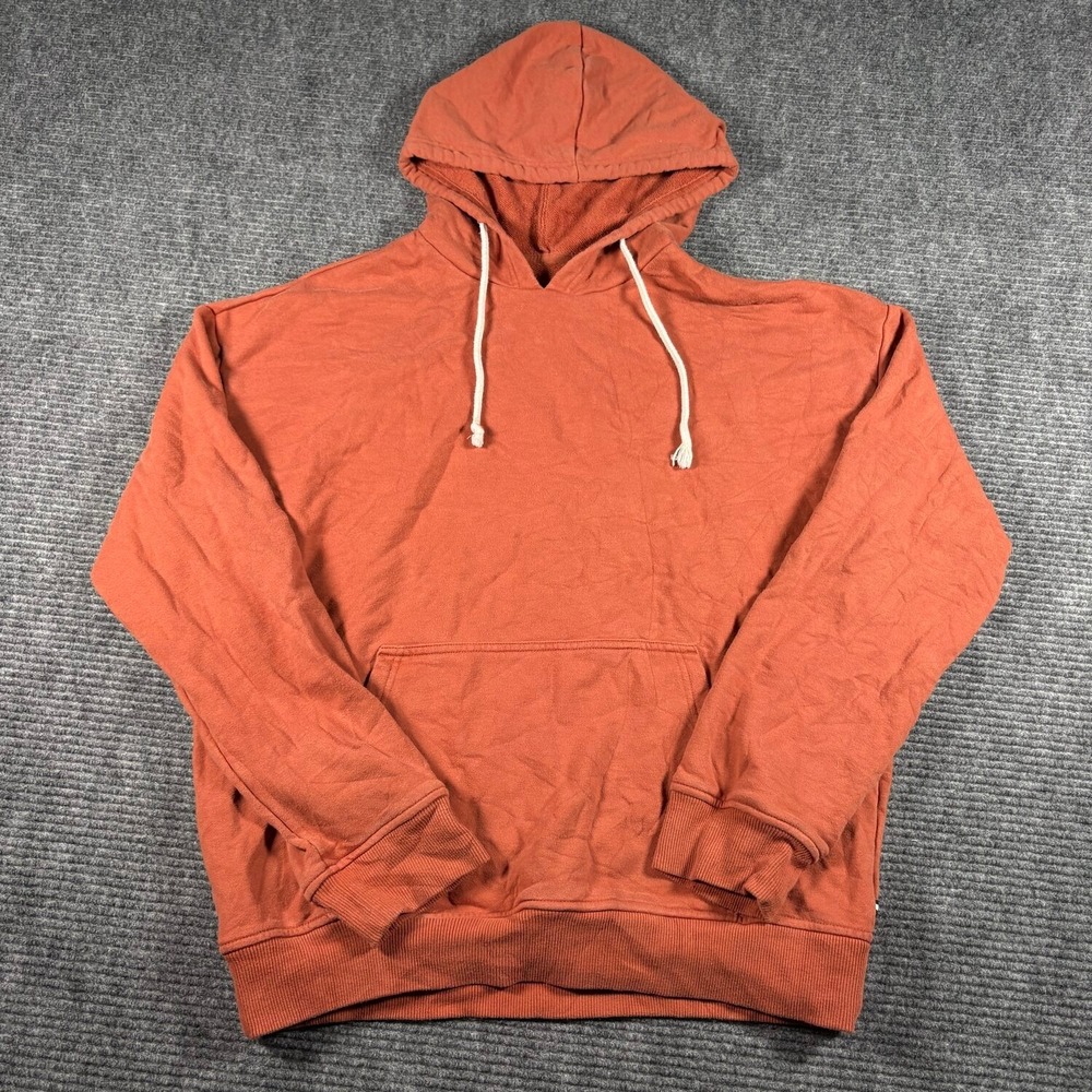 Edgar + Ash Hoodie Mens L Orange Good Pullover French Terry Drop Shoulder